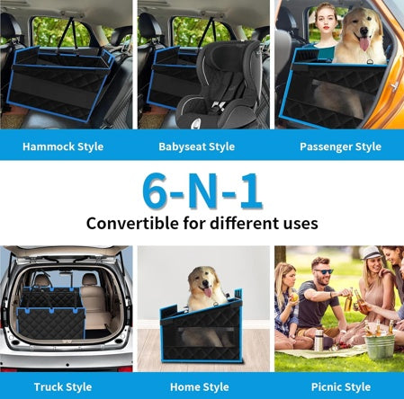 Dog Car Seat Hammock for Large & Small Dogs – Waterproof, Safe