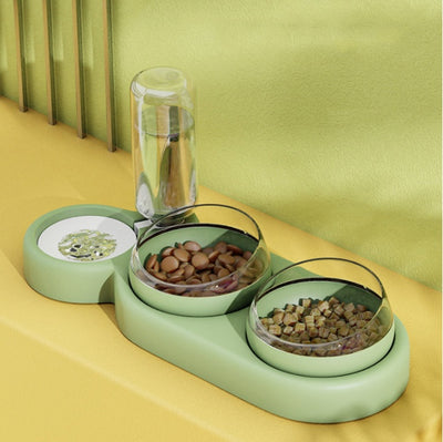 Automatic Pet Feeder with Water Fountain – Double Bowl Raised Stand for Cats & Dogs