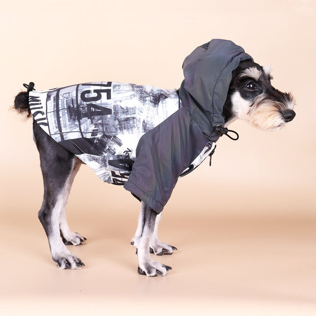 Dog Poker Jacket Reflective Raincoat Pet Cotton Clothes Warm Fashion Trendy