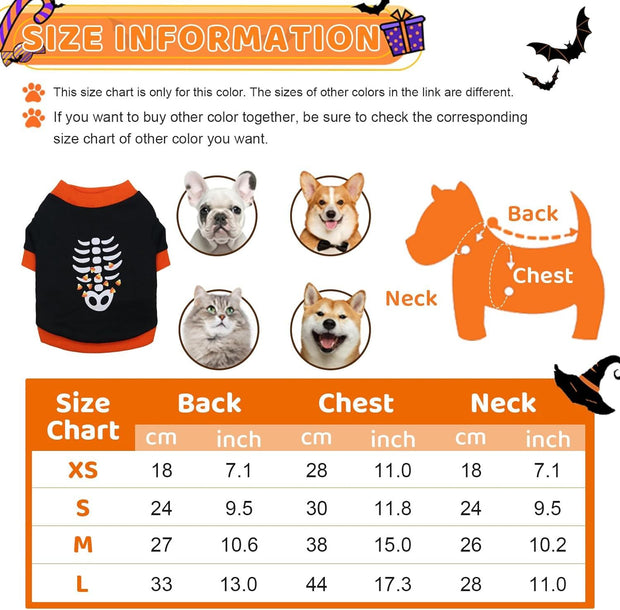 Halloween Skeleton Costume – Lightweight Pet Shirt for Dogs & Cats