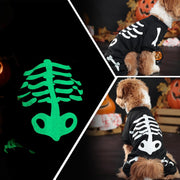 Glow-in-the-Dark Skeleton Dog Costume – Halloween Jumpsuit for Small Dogs