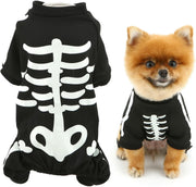 Glow-in-the-Dark Skeleton Dog Costume – Halloween Jumpsuit for Small Dogs