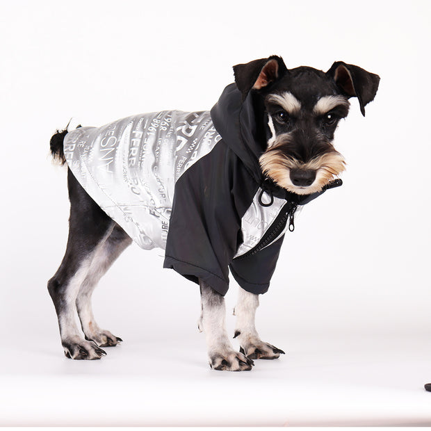 Dog Poker Jacket Reflective Raincoat Pet Cotton Clothes Warm Fashion Trendy